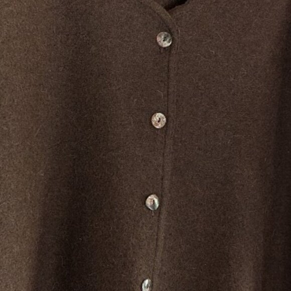 Beyond Threads Alpaca Sweater Jacket Wool Rich Brown Scalloped Edges Structured - Picture 8 of 16
